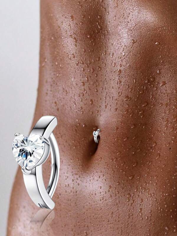 1 Stück 925 Sterling Silber Herz Bauchnabel Ringe, Bauchnabelring Bauchnabel Piercing Schmuck für Frauen, Goldener umgekehrter Nabel-Ring, Valentinstag