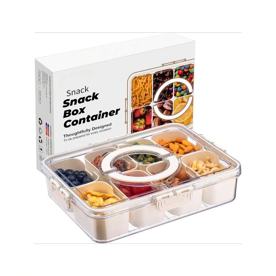 Snackle Box Container Snack Container Divided Serving Tray With Lid And ...