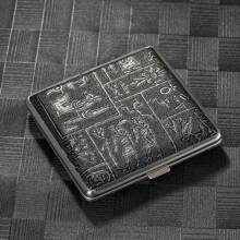 1 Porta sigarette in pelle da uomo con fantasia a grana di pelle, contenitore compatto in metallo da 20 sigarette, regalo di accessori per fumare creativo e alla moda