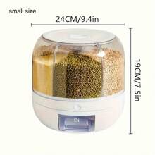 1 Large Capacity Rotating Grain Storage Box - Moisture-Proof, Insect Proof Sealed Container, Suitable For Rice, Grains, Grains, Flour, And Pet Food - Transparent Multi Compartment Design For Easy Access And Freshness - Perfect For Kitchens, Food Storage Rooms, Camping, And Picnics - 彩色 - 查看 9