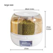 1 Large Capacity Rotating Grain Storage Box - Moisture-Proof, Insect Proof Sealed Container, Suitable For Rice, Grains, Grains, Flour, And Pet Food - Transparent Multi Compartment Design For Easy Access And Freshness - Perfect For Kitchens, Food Storage Rooms, Camping, And Picnics - 彩色 - 查看 8