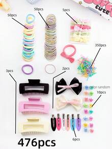 VBOOR 2/9/476 件蝴蝶结几何 ABS 树脂发饰套装，可爱简约优雅爪形发夹，弹力发带，韩式 Y2K 刘海夹，女士和女孩适用发夹 - 彩色 - 查看 8