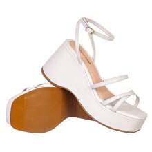 Women's Wedge Sandal Comfortable Platform Straps - White - View 3