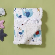 1pc Infant Geometric Print Double Layer Soft Blanket, Suitable For Stroller, All Season, Autumn/Winter - Multicolor - View 17