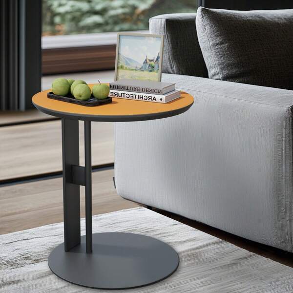 UNHO C-vormige eindtafel, houten Sofa bijzettafel, zadelleer top, bed salontafel, ruimtebesparende laptop werktafel voor banken, woonkamers, bed gebieden, en het optimaliseren van kleine woonruimtes