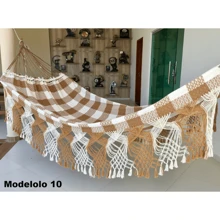 Luxury Large Reinforced Double Rest Sleeping Hammock - 焦糖白 - 查看 2