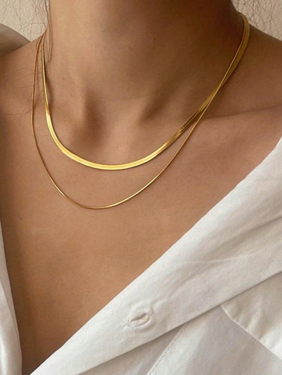 1 件简约双层链条项链，适合日常佩戴