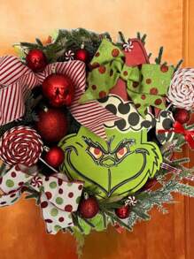 Wreath, Home Holiday Party Decoration Front Door Wreath - Red - View 1