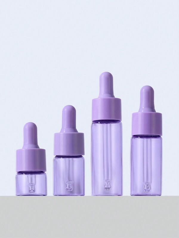 1 peça/3 peças Frascos Conta-Gotas Roxos de 5ml, 10ml, 15ml, 20ml, Recipientes Cosméticos Recarregáveis com Tampa Roxa, Líquido de Aromaterapia para Óleo de Massagem Essencial com Pipeta