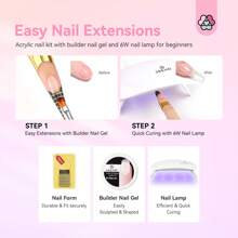 SAVILAND Saviland Acrylic Nail Kit For Beginners: Keratin Acrylic Powder Castor Oil Vitamin E Pure EMA Monomer Liquid Brush Clippers Nail Lamp Complete Tools Everything 100 Nail Tips Practice Home Starters