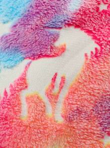 Mono informal con estampado de unicornio luminoso de felpa cálida para bebé niña, para otoño/invierno - Morado Violeta - Ver 8