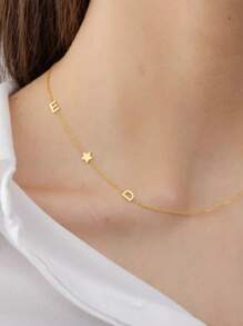 1st Gouden Gouden Initialen Ketting, Initialen Ketting, Alfabet Ketting, 1-2-3 Initialen Sieraden, Gepersonaliseerde Ketting, Kerstcadeau Thanksgiving Kerstmis