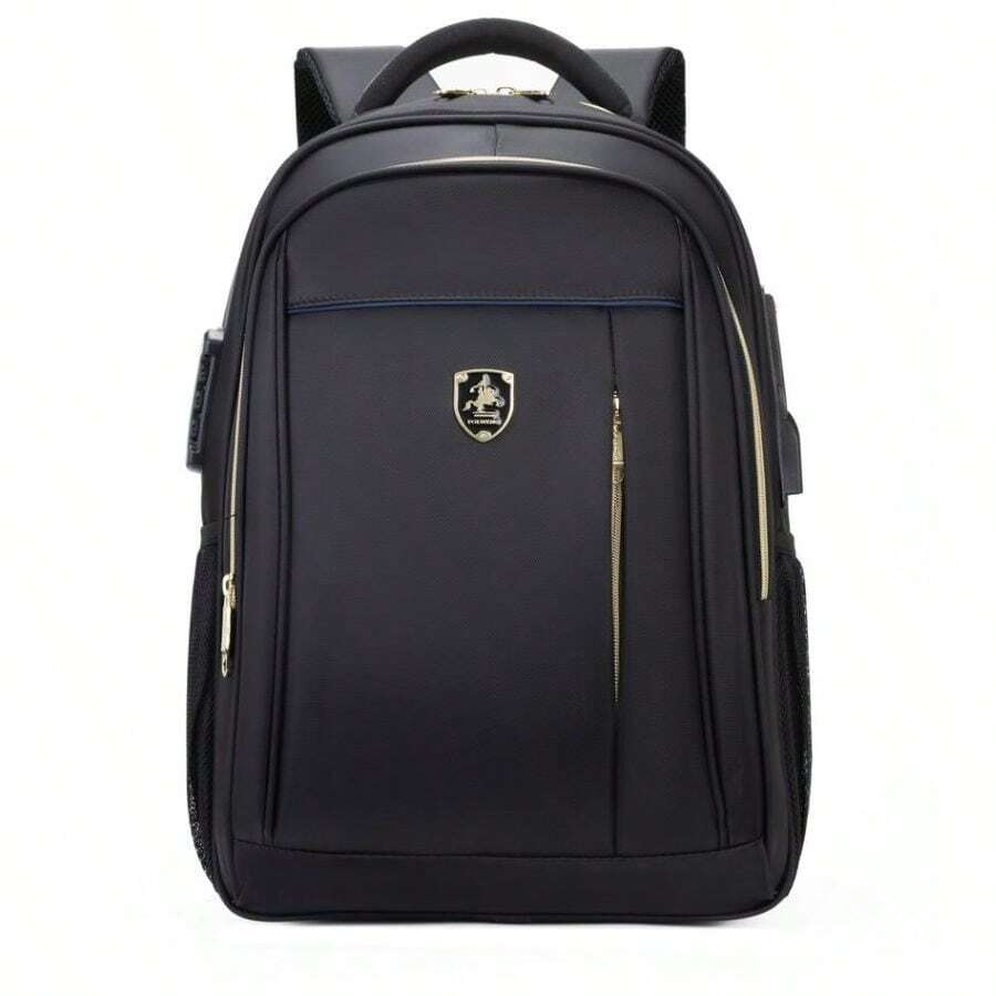 ACO Backpack Bag Men's Women's Semi Waterproof Notebook Reinforced Resistant Anti-Theft Padlock - 黑色 - 查看 1