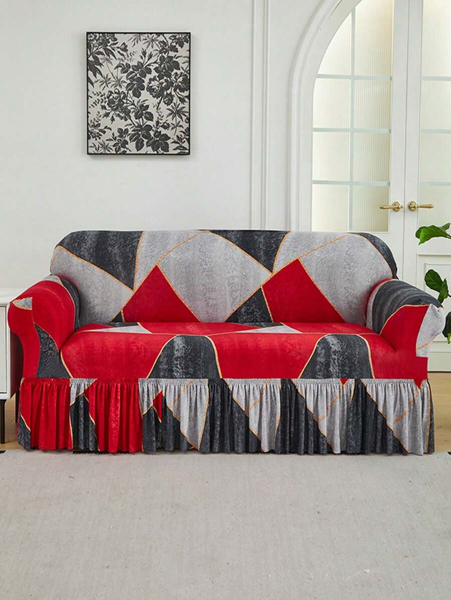 1PC Printed Skirt Sofa Cover Living Room Elastic Anti-Dirty Sofa Cover Home Sofa Cushion Cover Home Decoration,Christmas Sofa Cover,Christmas Decoration - Multicolor - View 1