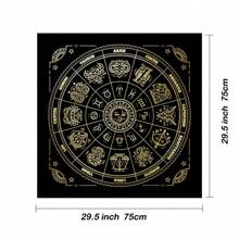1 PIEZA Mantel de tarot con 12 constelaciones, paño para el altar de adivinación, almohadilla para juegos de mesa de la fortuna, astrología, cartas de oráculo, juego de caída, decoración para dormitorio - Negro - Ver 7