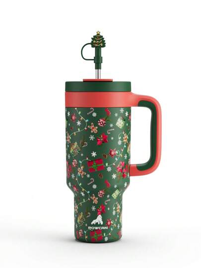 40oz Christmas Vacuum Insulated Water Bottle, Tumbler With Lid And Straw, Insulated Stainless Steel Travel Mug, Keeps Cold For 34 Hours Or Hot For 10 Hours, Portable Suitable For Outdoor Camping, Halloween Party Favors-Merry Xmas