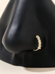 女士方晶锆石假鼻环铜质圆形仿软骨耳鼻穿孔身体饰品 - 風格6 - 查看 1