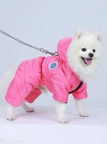 HOLAPET 1 件宠物四足保暖连帽夹克，适合小型猫和狗，寒冷冬季 - 黃色 - 查看 7