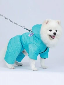 HOLAPET 1 件宠物四足保暖连帽夹克，适合小型猫和狗，寒冷冬季 - 黃色 - 查看 5