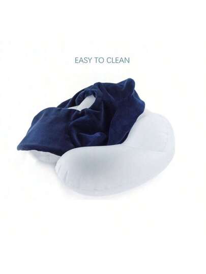 Travel Fleece Pillow, Portable Neck Kussen Car, Airplane Inflatable Shape Compact Storage view 5