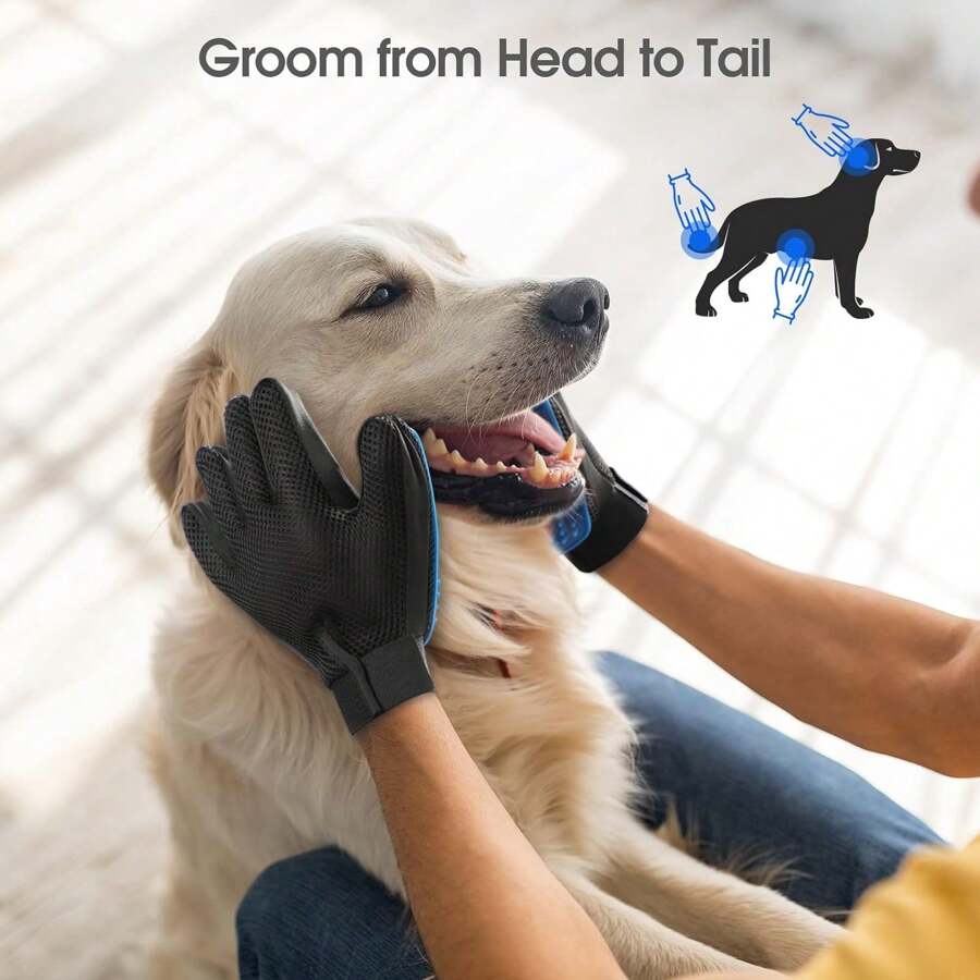 Pet Hair Remover Glove Gentle Pet Grooming Glove Brush Deshedding