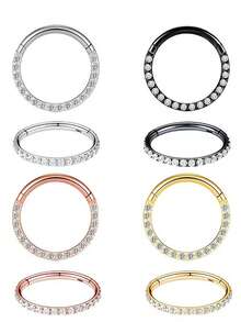 1 chiếc khuyên mũi kín bằng titan Zirconia, hoa tai tối giản thích hợp đeo hàng ngày, dành cho cả nam và nữ - Nhẫn mũi kim cương mặt phẳng - Xem 12