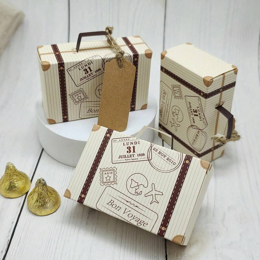 50 hộp kẹo vali mini có in bản đồ và máy bay cổ điển, hộp quà tặng sáng tạo theo chủ đề du lịch cho tiệc, đám cưới, tiệc chia tay cuộc sống độc thân, sinh nhật, tân gia, lễ hội hóa trang, giáng sinh, lễ tạ ơn, năm mới, tốt nghiệp - 50 cái - Xem 1