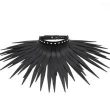 1pc Women's Leather Multi-Layer Fringed Oversized Necklace Choker - Black - View 4