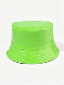 1pc Unisex Casual Elegant Streetwear PU Leather Bucket Hat, Suitable For Outdoor Leisure Travel - Plain - View 17