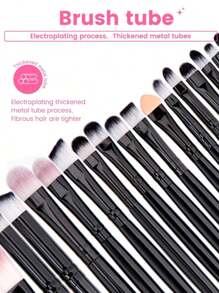 45 Pcs Makeup Brush Set, Includes: 20pcs Makeup Brushes (Foundation, Powder, Eyebrow, Blush, Highlighter, Eyeshadow, Mascara, Eyeliner, Contour, Detail, Nose Shadow, Face), 1 Makeup Bag, 3 Makeup Sponges, 5 Powder Puffs, 10 Finger-Tip Powder Puffs, 3 Mini Makeup Sponges, 1 Makeup Brush Cleaning Palette, Suitable For All Skin Types, Perfect For Summer Makeup