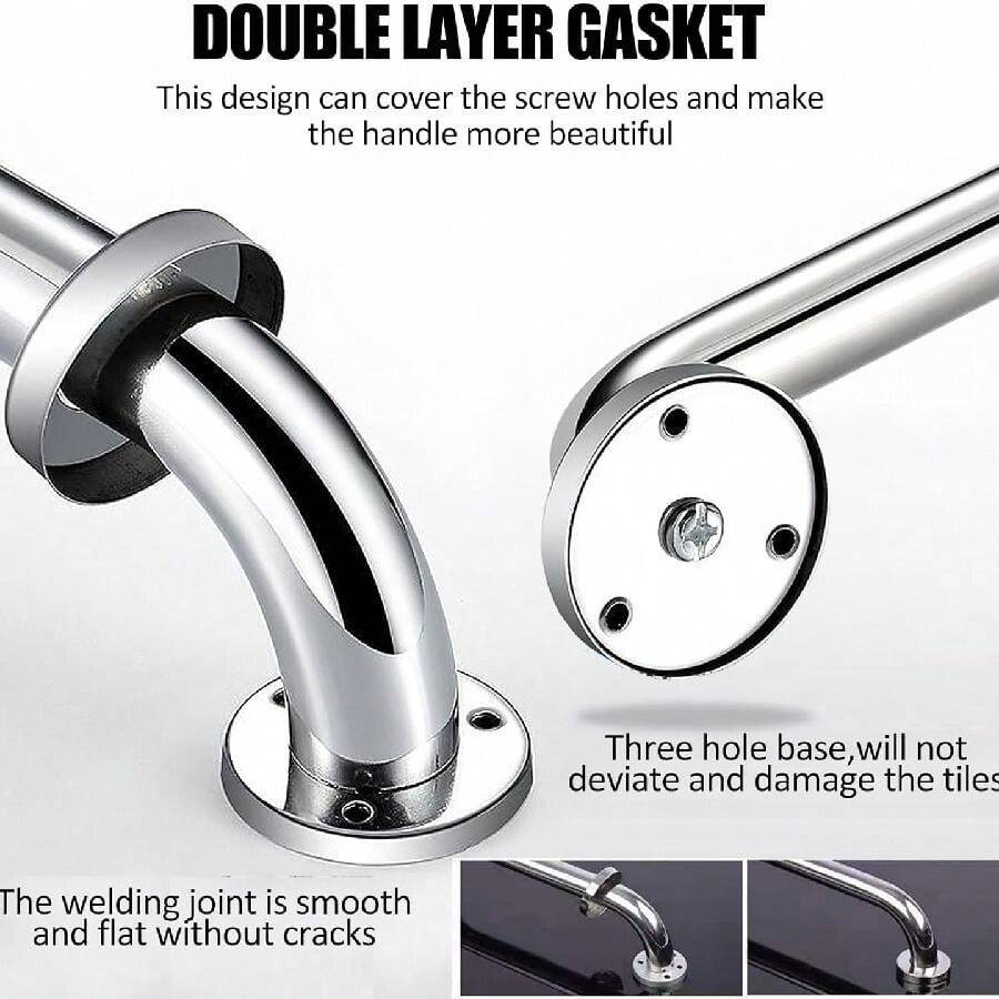 2 Pack AntiSlip Shower Grab Rails For Bathroom, Chrome Stainless Steel
