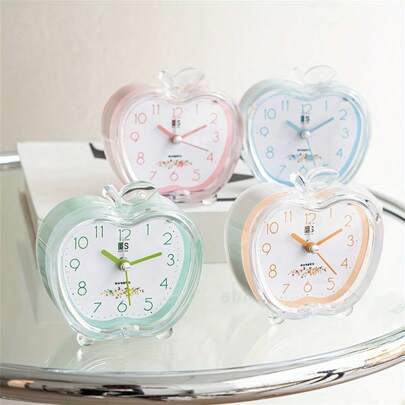 RUISUNG 1pc Crystal Apple Design Alarm Clock With Built-In Night Light, Plastic Round Silent Scanning Sports Creative Transparent Modern Style, Eve, Apple Gift,Home Decor ,Room Decor Gifts Birthday Graduation Digital Clock Bedroom Decor Dormitory Decor Back To School School Decor School Surprise School Supplies