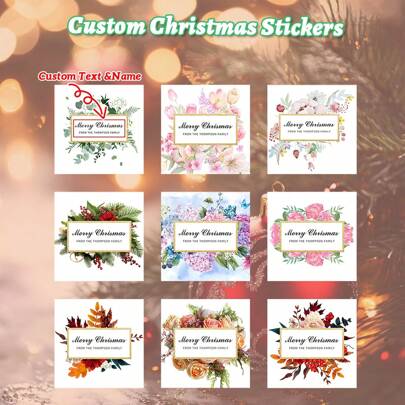 24pcs Personalized Christmas Label Stickers, Supporting Name And Text Customization, Square (5x5 Cm / 2x2 In), Waterproof, Durable And Scratch Resistant, Suitable As Individualized Stickers For Christmas Gift And Box, Easy To Stick And Remove, High-Quality Custom Greeting Stickers