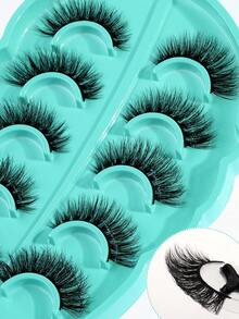 5pairs/Set 3D Faux Mink Hair Fluffy False Eyelashes With Leaf-Shaped Tray, Natural Looking, Thick And Soft,Dramatic Messy Mink Lashes Wispy Long 8D Volume Fake Eyelash Strips Charming Eye Lifting Look Eyelash Extension Kit Full Eyelash Strip To Lengthen And Volumize The Outer Corner Of Your Eye Beauty Makeupfor Everyday Use Travel, For Parties Or Gift For Women&Girls, Makeup Tool For Beauty - 交叉款 - 查看 11