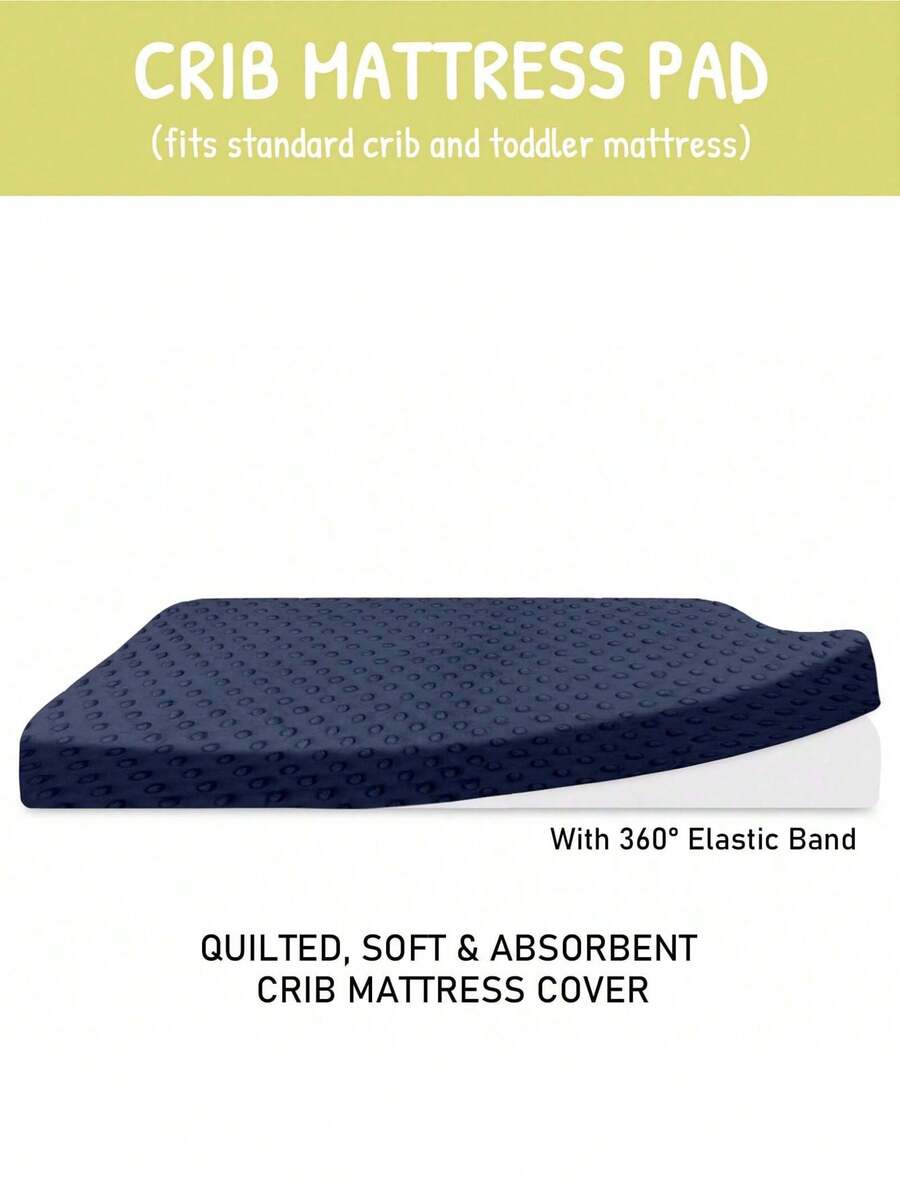 1pc Navy Blue Bubbles Texture Quilted Baby Changing Pad Cover For