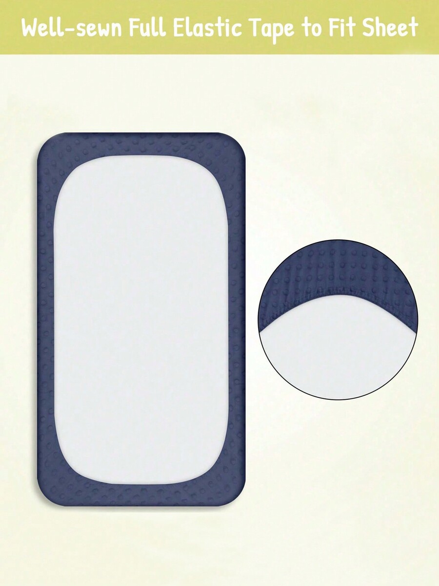 1pc Navy Blue Bubbles Texture Quilted Baby Changing Pad Cover For