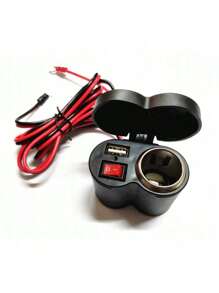 12v Socket Lighter USB Port 5v For Motorcycle Waterproof Charger - Black - View 2