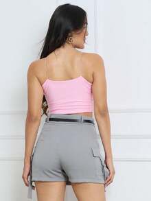ZAVA Tailored Cargo Skirt Shorts Underneath With Belt - 灰色 - 查看 5