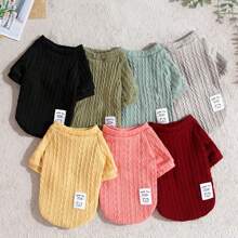 1 bộ đồ len dệt kim hình gấu cho chó nhỏ và vừa - Hồng - Xem 2