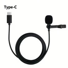 1 个 3.5 毫米/Type-C/Lightning 接口迷你录音麦克风，即插即用便携式有线领夹式麦克风，兼容 /Android/iPad，适用于直播、游戏、手机/视频录制、采访 - 黑色 - 查看 12