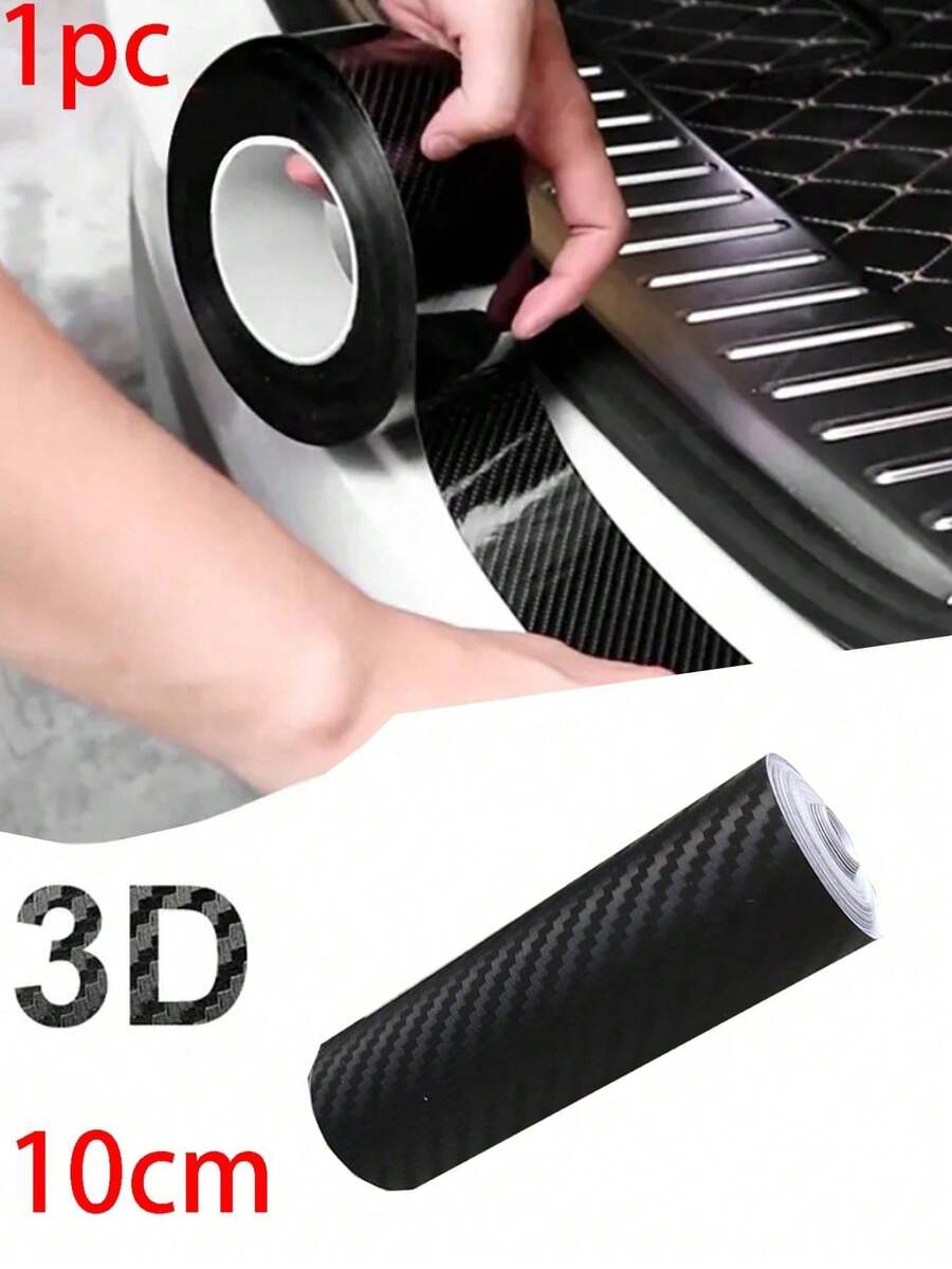 1 tấm phim dán ô tô sợi carbon màu đen 10cm*300cm, tấm phim dán ô tô sợi carbon bảo vệ ngưỡng cửa, vừa vặn với mọi loại xe - màu đen sâu - Xem 1