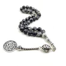 Colgante de obsidiana natural importada con Arwen, rosario de 33 cuentas de piedras preciosas para oración islámica, pulsera árabe Tasbih