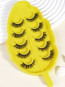 5pairs/Set 3D Faux Mink Hair Fluffy False Eyelashes With Leaf-Shaped Tray, Natural Looking, Thick And Soft,Dramatic Messy Mink Lashes Wispy Long 8D Volume Fake Eyelash Strips Charming Eye Lifting Look Eyelash Extension Kit Full Eyelash Strip To Lengthen And Volumize The Outer Corner Of Your Eye Beauty Makeupfor Everyday Use Travel, For Parties Or Gift For Women&Girls, Makeup Tool For Beauty - 交叉款 - 查看 3