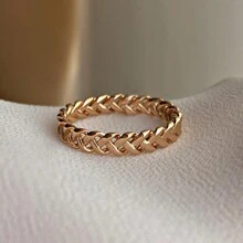 1 件女士时尚订婚戒指，4 毫米编织订婚戒指，金色奢华珠宝戒指，送给爱人的最佳圣诞节、新年和周年纪念礼物 - 編織戒指 - 查看 11