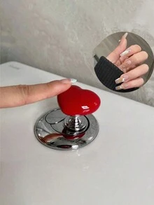 1 cái/3 cái Nút xả bồn cầu hình trái tim, Tay cầm nâng nắp bồn cầu cho phụ nữ, Tay kéo ngăn kéo có keo dán, Phụ kiện nút xả bồn cầu phòng tắm - Nhiều màu - Xem 6