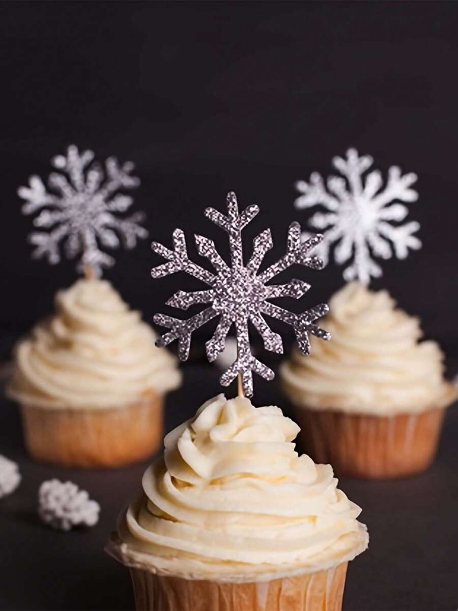 10 miếng trang trí bánh cupcake hình bông tuyết Giáng sinh, giấy bạc sáng bóng dùng để trang trí bánh trong dịp lễ hội, thích hợp làm vật dụng trang trí bánh Giáng sinh, đồ trang trí Giáng sinh, đồ ngủ Giáng sinh, quà tặng Giáng sinh - Nhiều màu - Xem 1