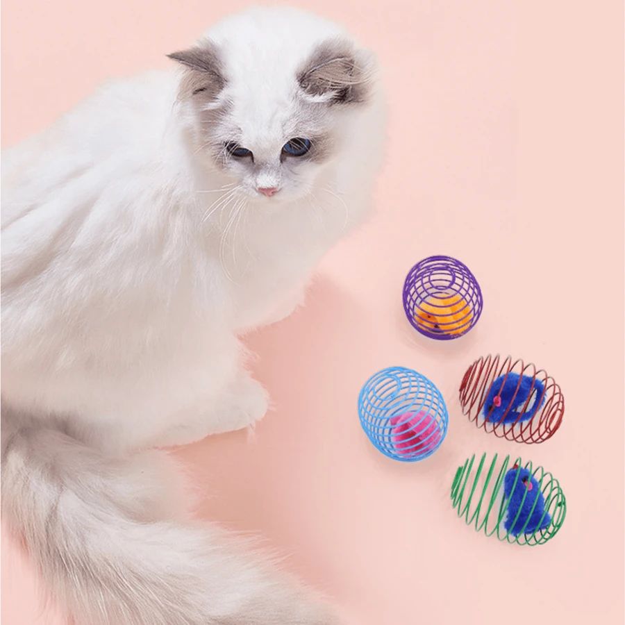 1 件 8 厘米弹簧毛绒老鼠/猫逗猫玩具 - 彩色 - 查看 1