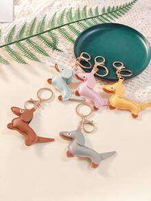 1 móc chìa khóa hình chó Dachshund hoạt hình dễ thương, thích hợp làm phụ kiện trang trí túi xách - Nhiều màu - Xem 1