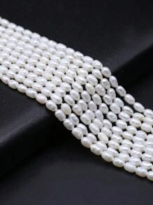 1string 3-4mm A/AA/AAA Natural Freshwater Faux Pearl Rice Shape Beads Charms For DIY Women Men Necklace Jewelry Making Accessories - 3-4mm - View 5