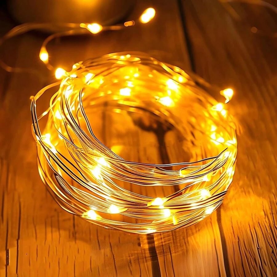 1 件，仙女灯串，（2.19/5.49/10.94 码），USB LED 灯串，铜银线花环灯，防水仙女灯，室内外装饰，花园房间装饰，婚礼新娘生日派对用品，节日配件户外灯仙女灯，圣诞灯 - 暖白色 - 查看 1